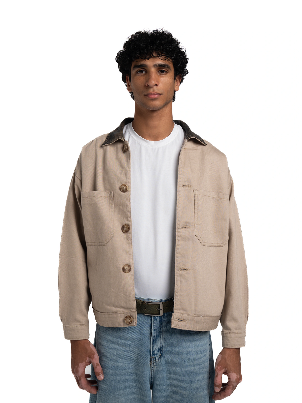THE WORK JACKET - BEIGE/AGED BROWN