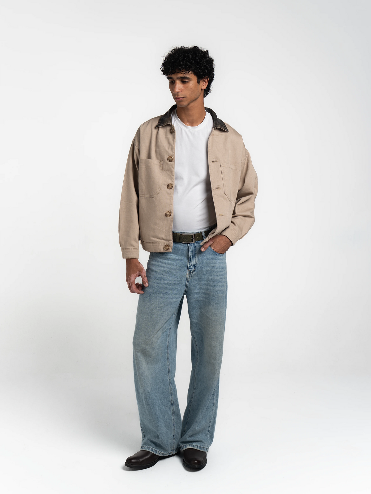 THE WORK JACKET - BEIGE/AGED BROWN