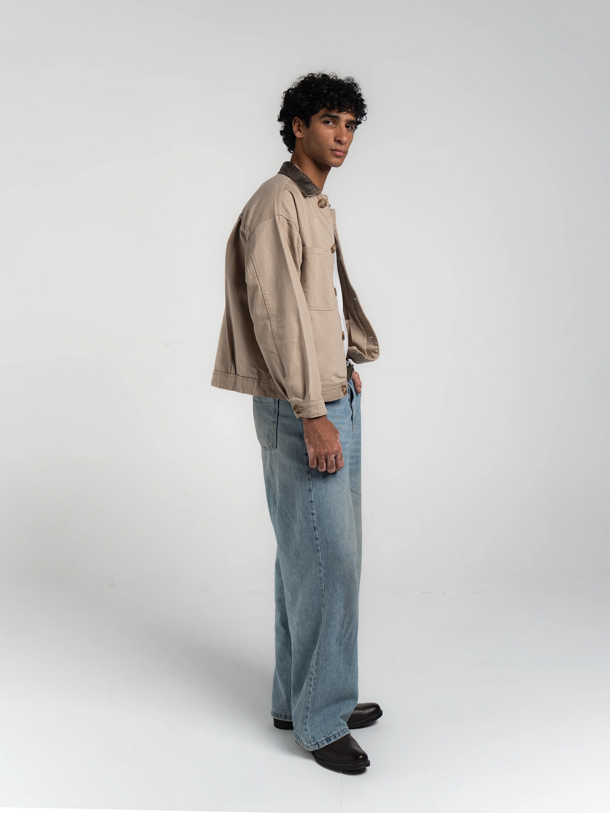 THE WORK JACKET - BEIGE/AGED BROWN