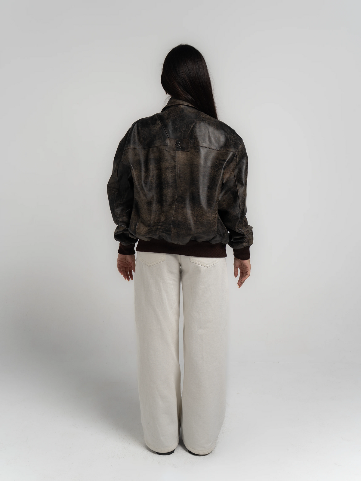 DISTRESSED LEATHER JACKET - AGED BROWN