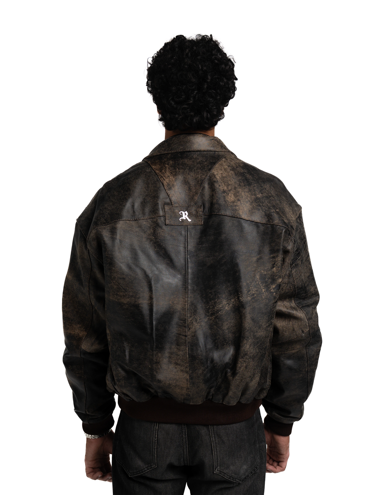 DISTRESSED LEATHER JACKET - AGED BROWN