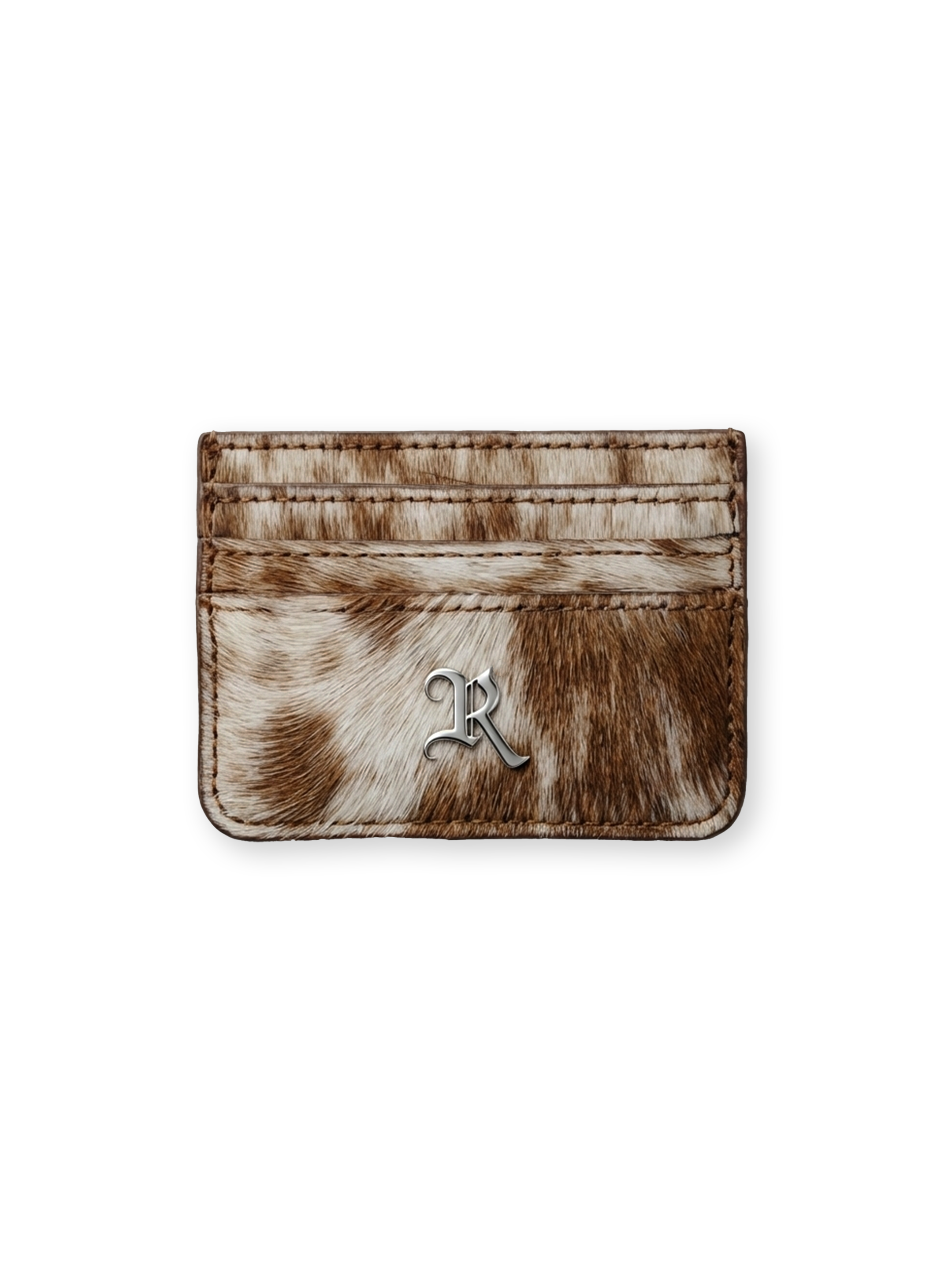 THE BOUNTY CARDHOLDER -BROWN/WHITE COWHIDE