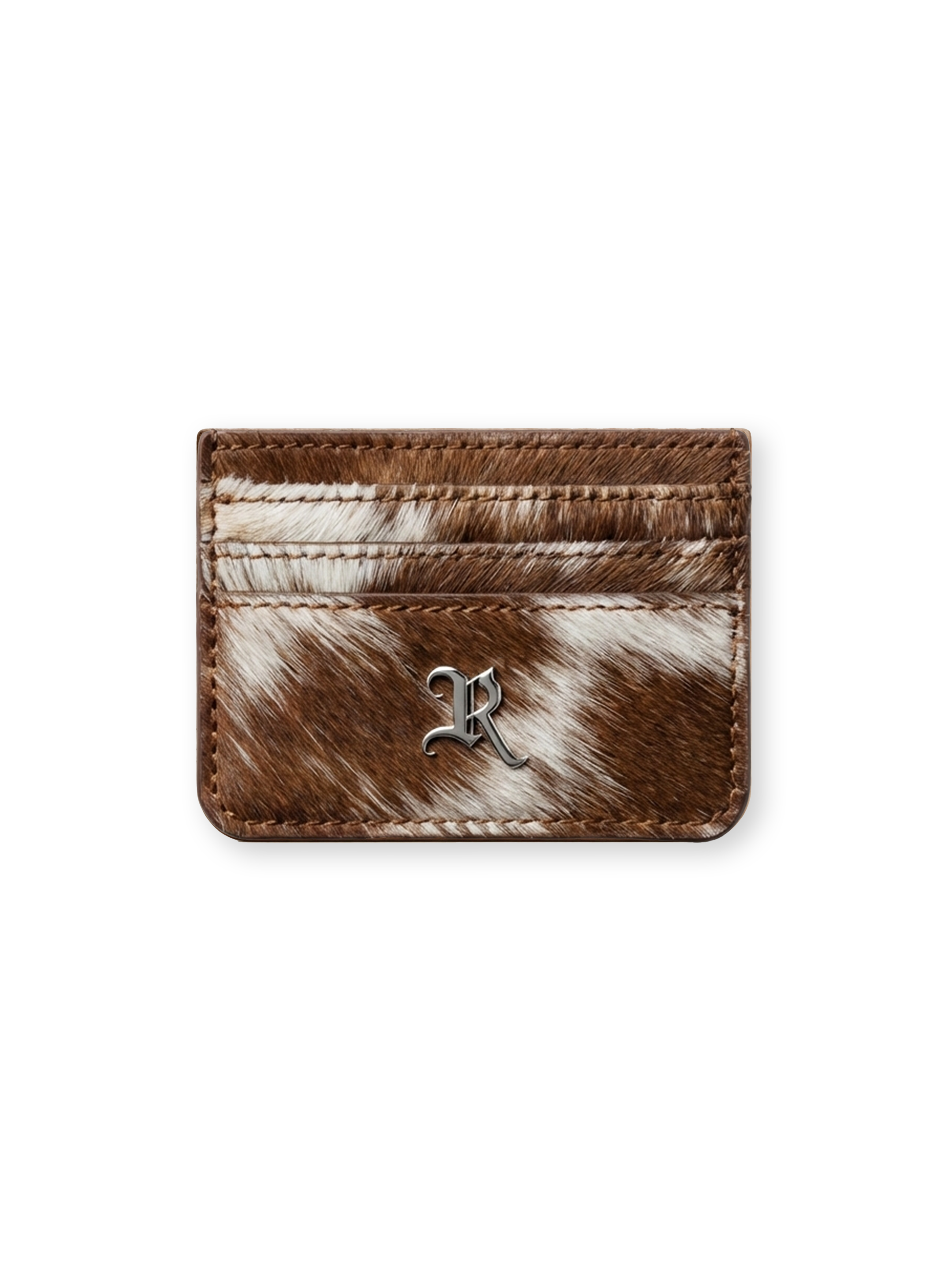 THE BOUNTY CARDHOLDER -BROWN/WHITE COWHIDE