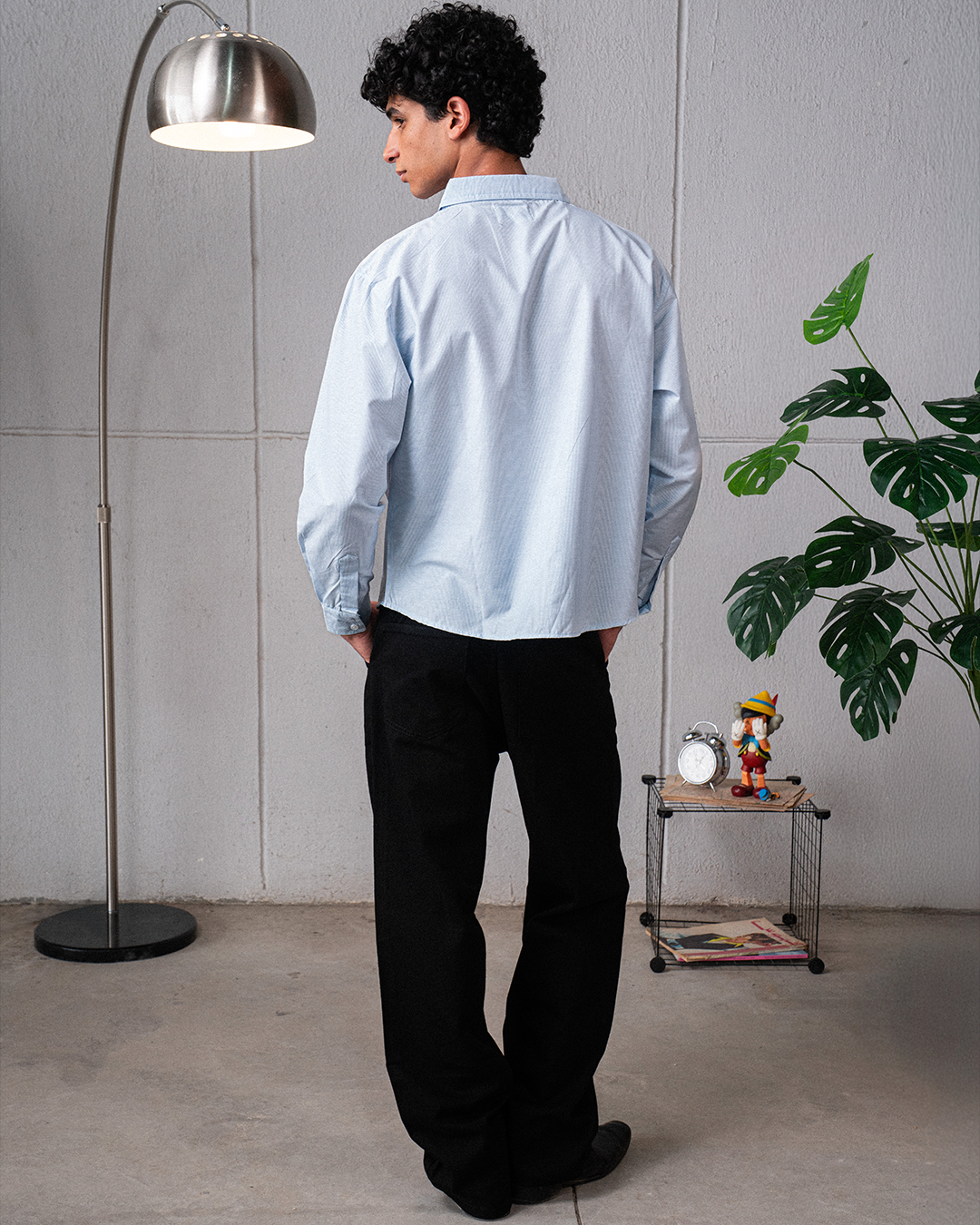 NO PLANS SHIRT - PINSTRIPE BLUE