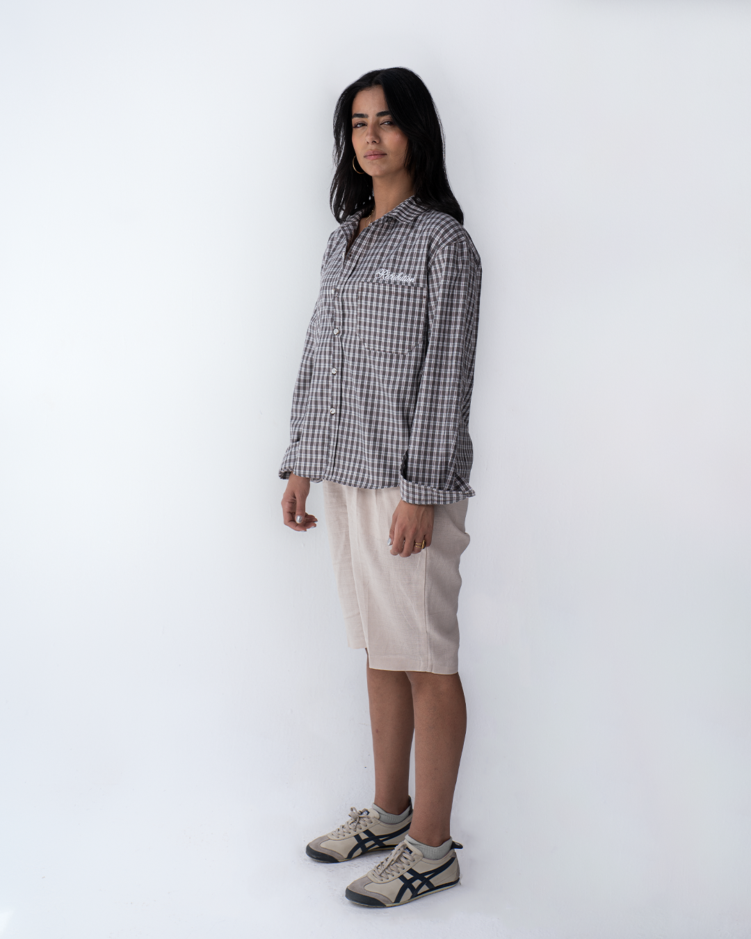 NO PLANS SHIRT - CHECKERED BROWN
