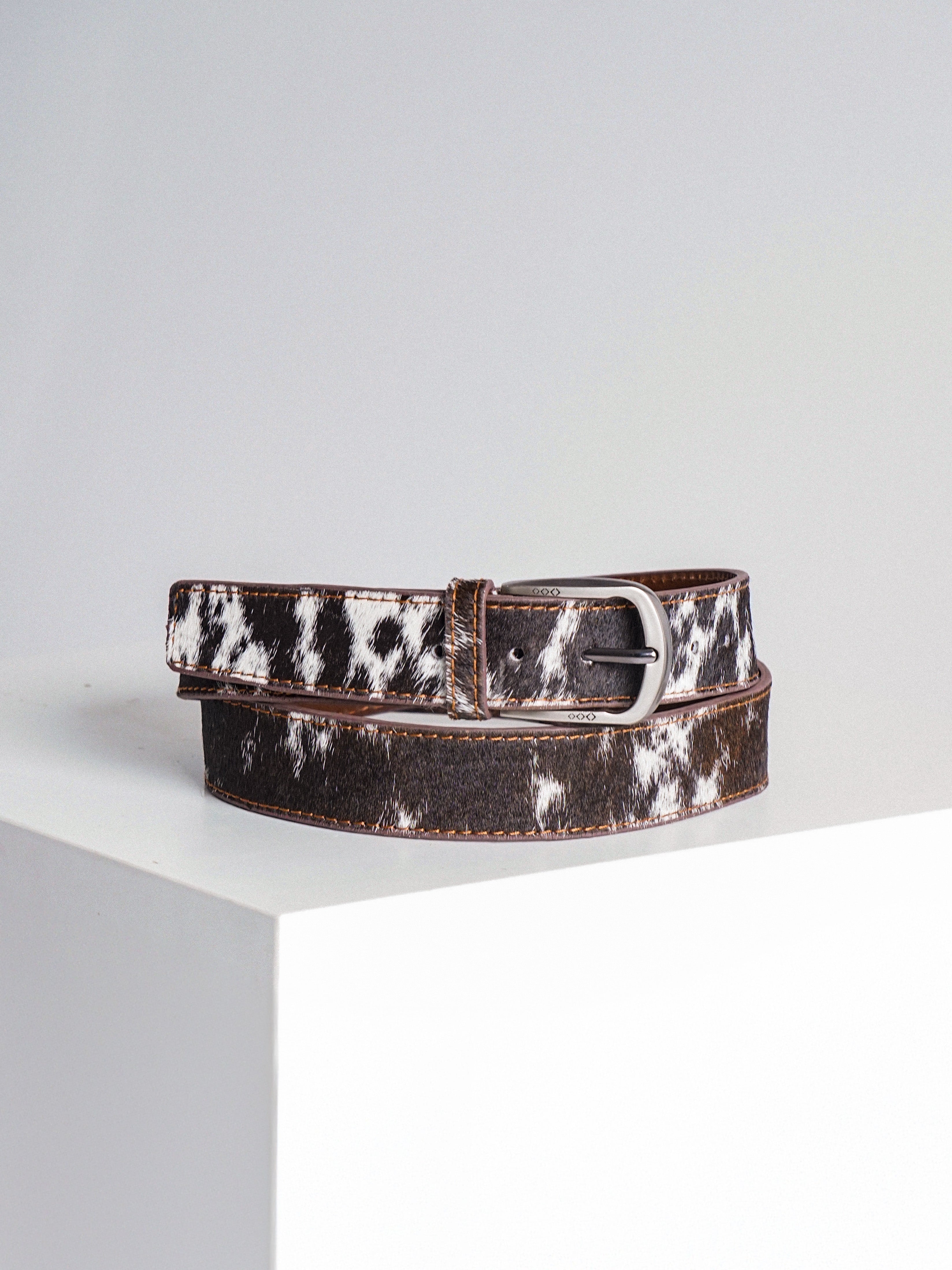 WRANGLER BELT - BLACK/BROWN COWHIDE