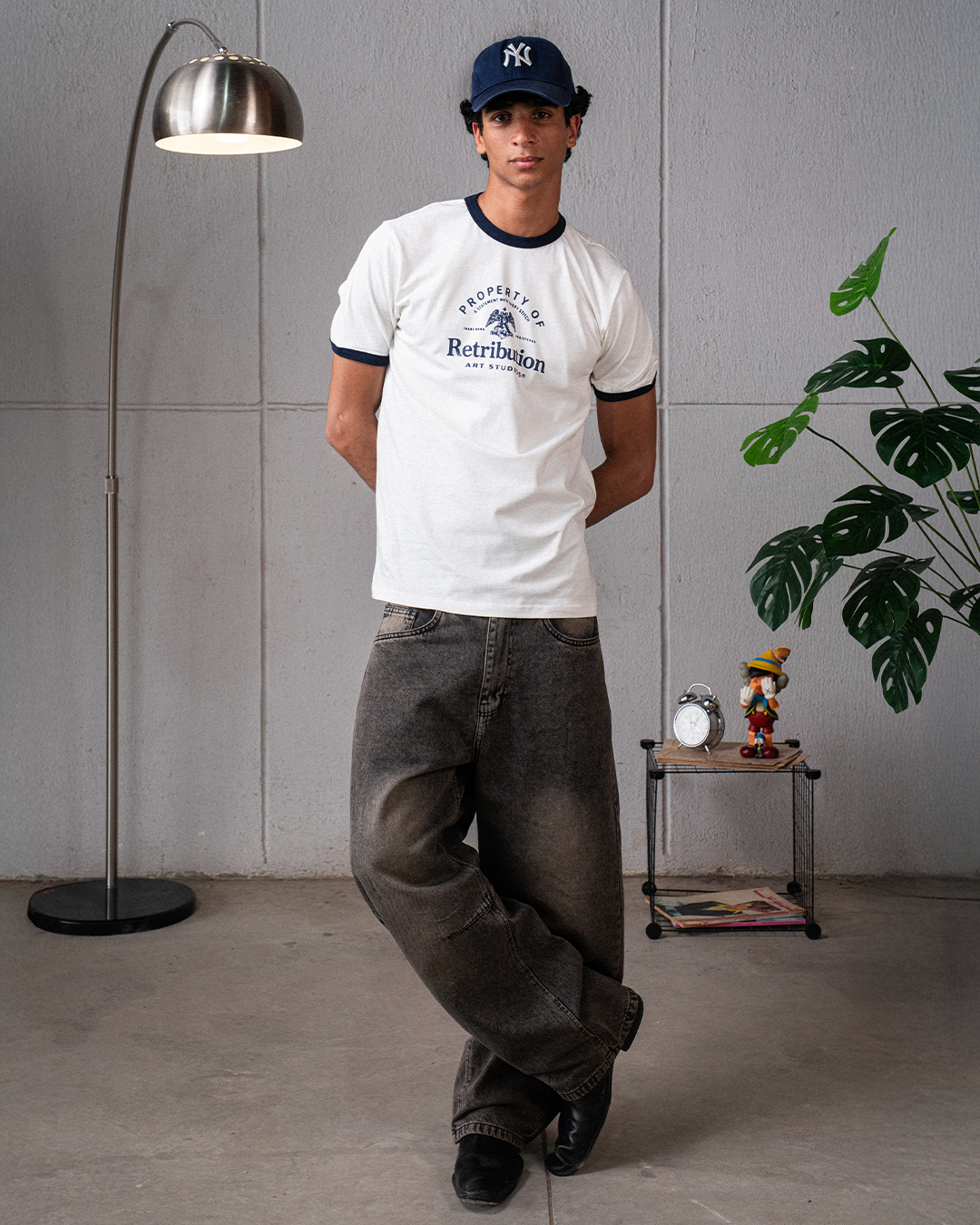 THE ARCHIVE RINGER T-SHIRT - WHITE/NAVY