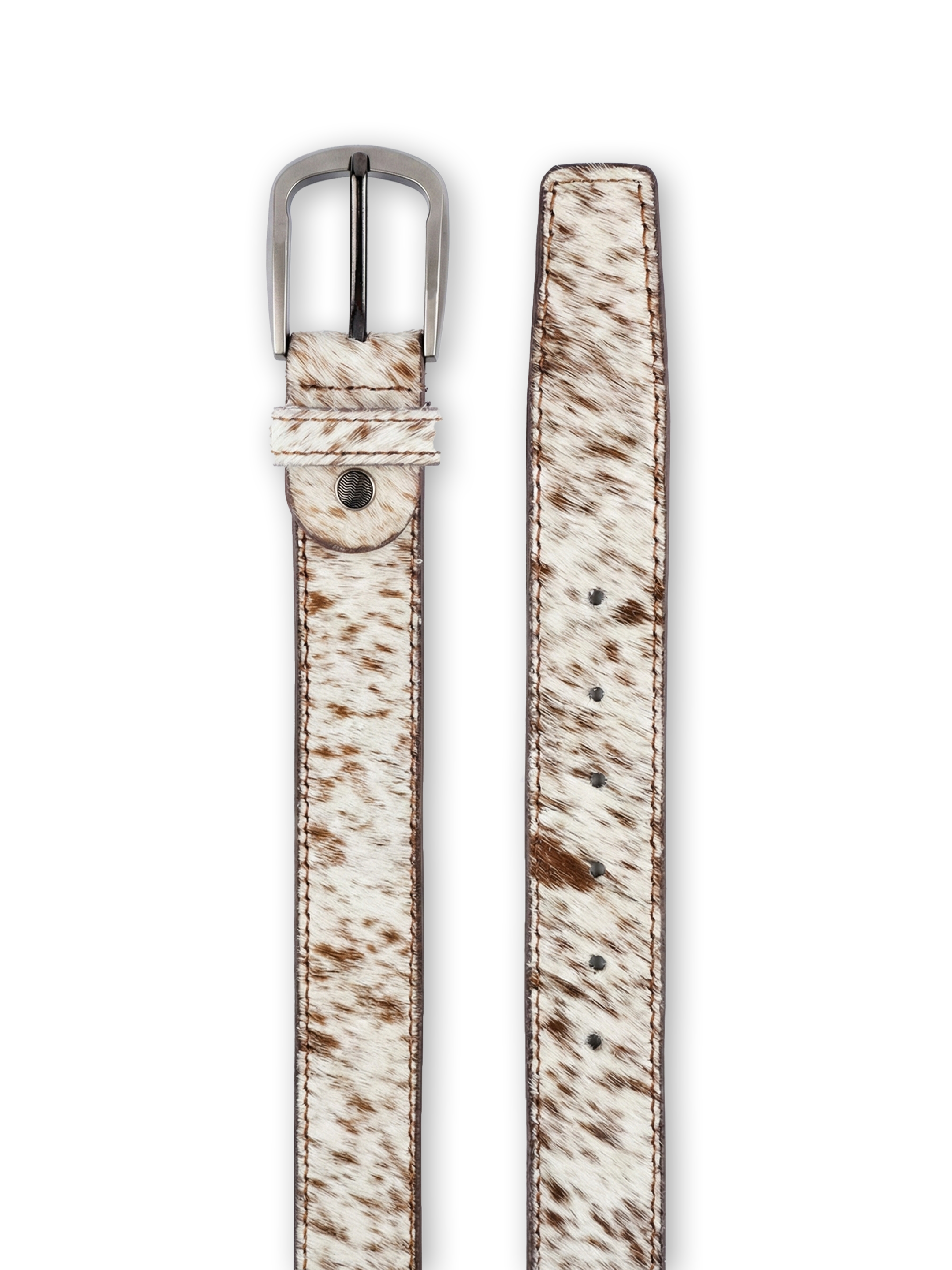 WRANGLER BELT - BROWN/WHITE COWHIDE