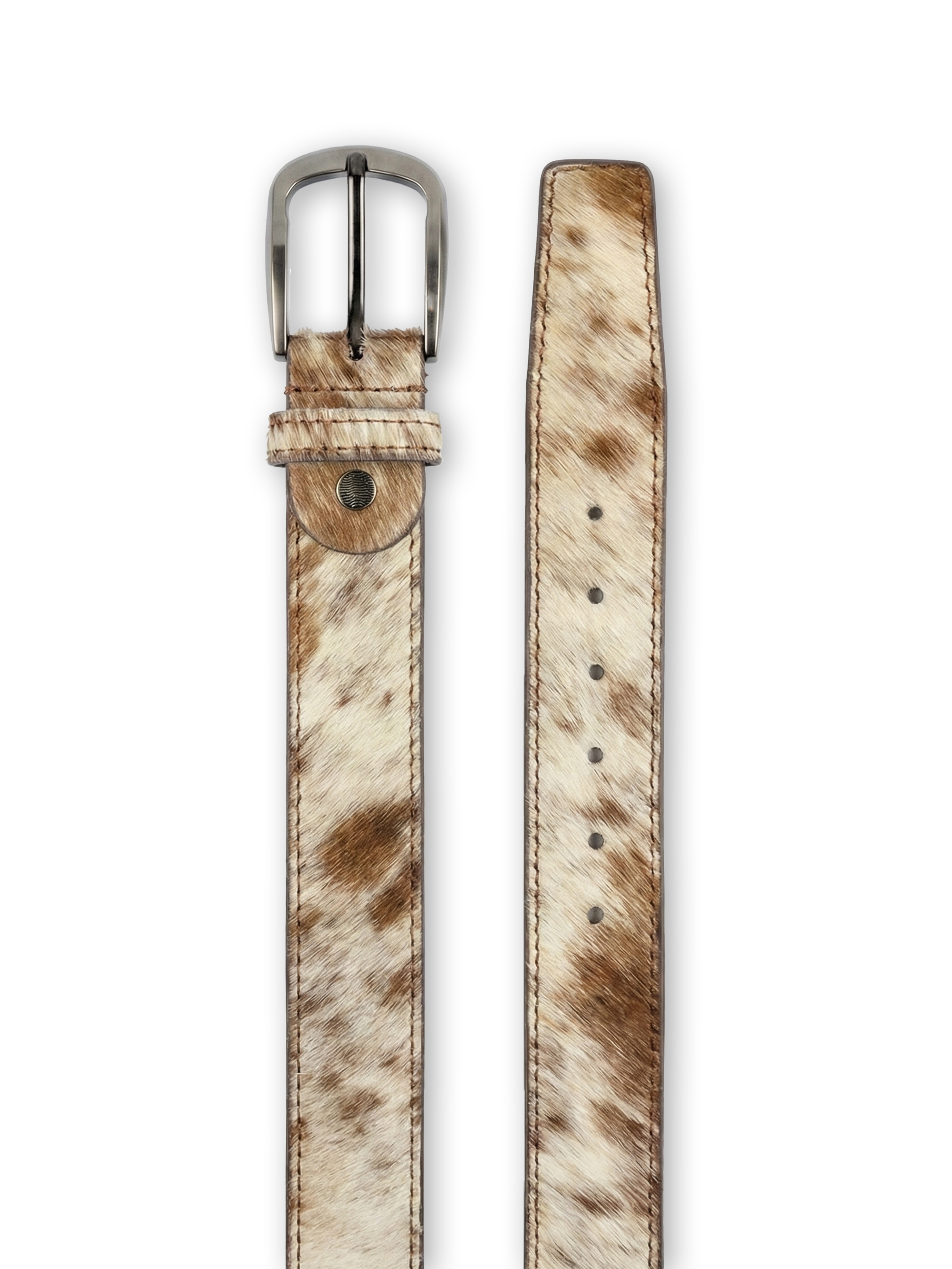 WRANGLER BELT - BROWN/WHITE COWHIDE