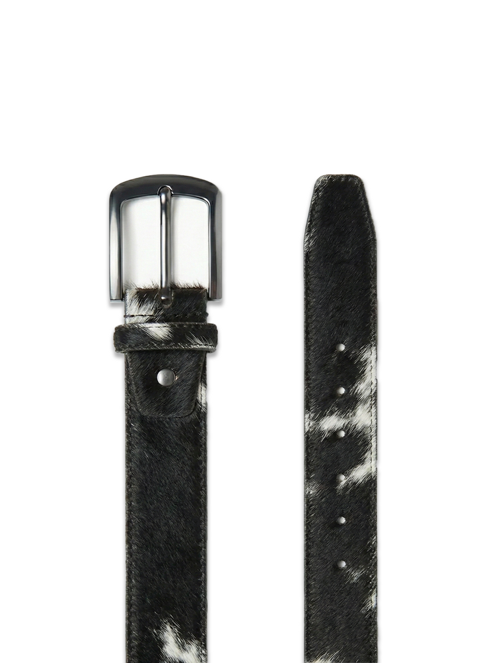 WRANGLER BELT - BLACK/WHITE COWHIDE