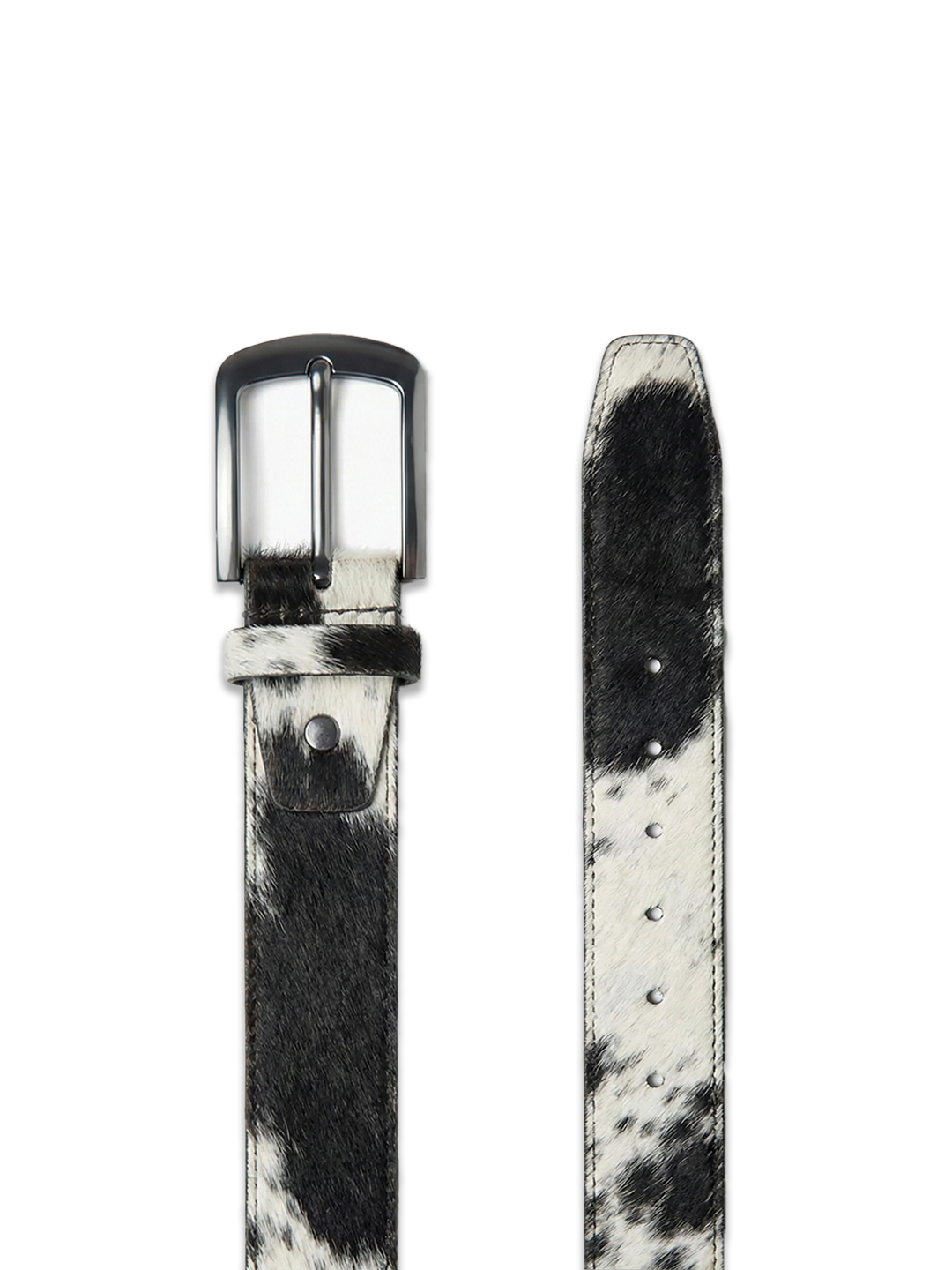 WRANGLER BELT - BLACK/WHITE COWHIDE