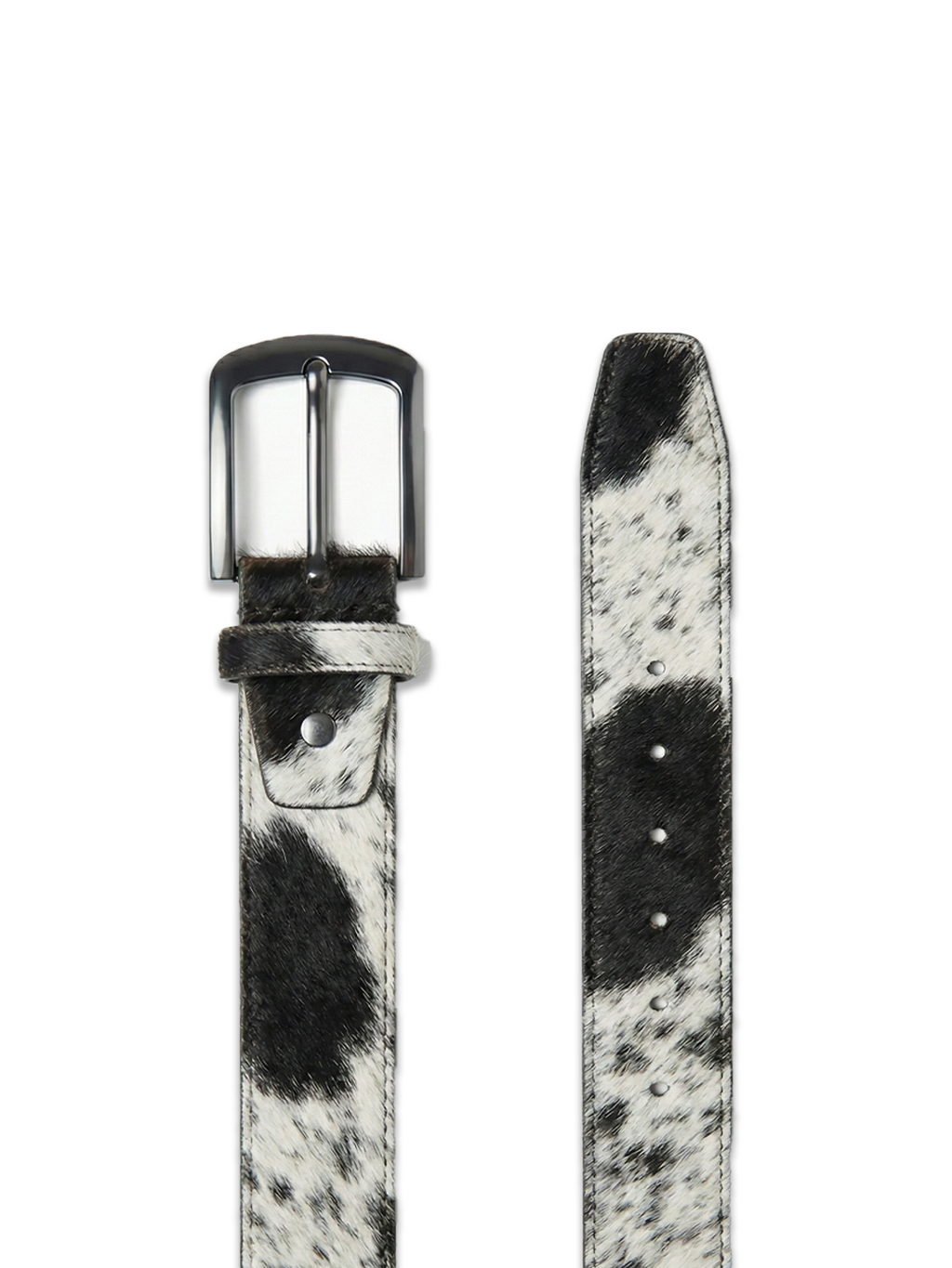 WRANGLER BELT - BLACK/WHITE COWHIDE