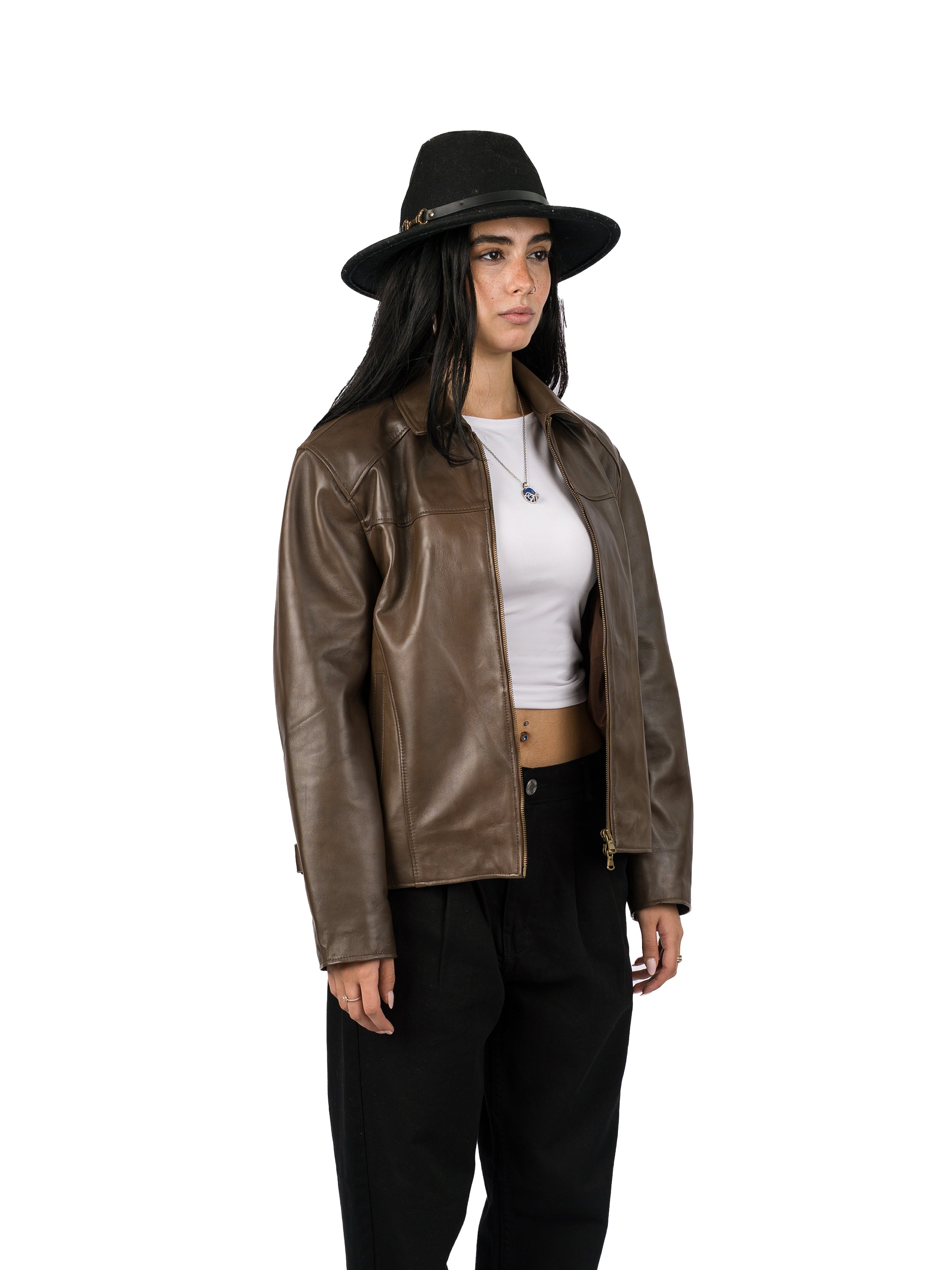 RODEO GENUINE LEATHER JACKET (UNISEX) - BROWN