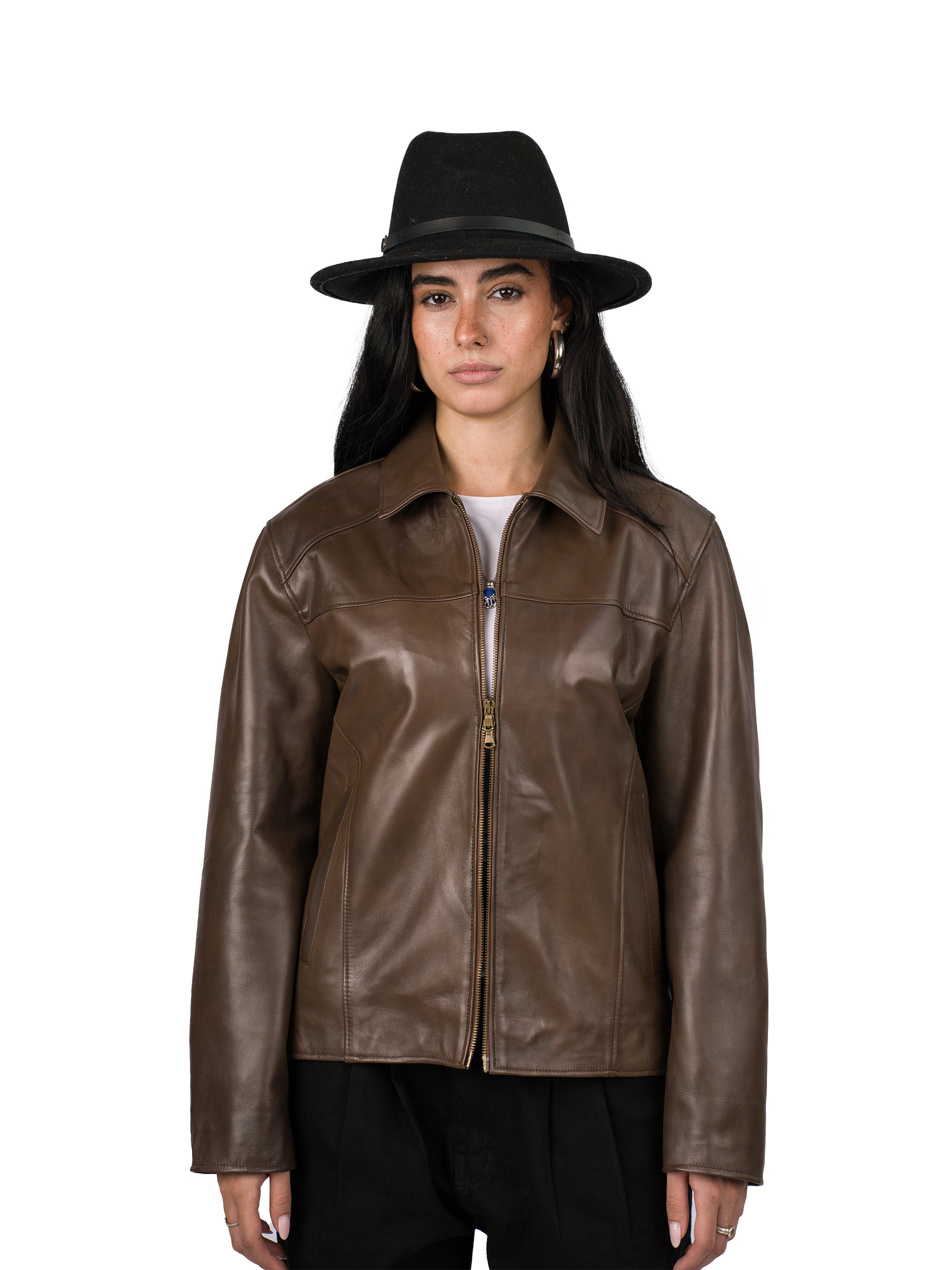 RODEO GENUINE LEATHER JACKET (UNISEX) - BROWN