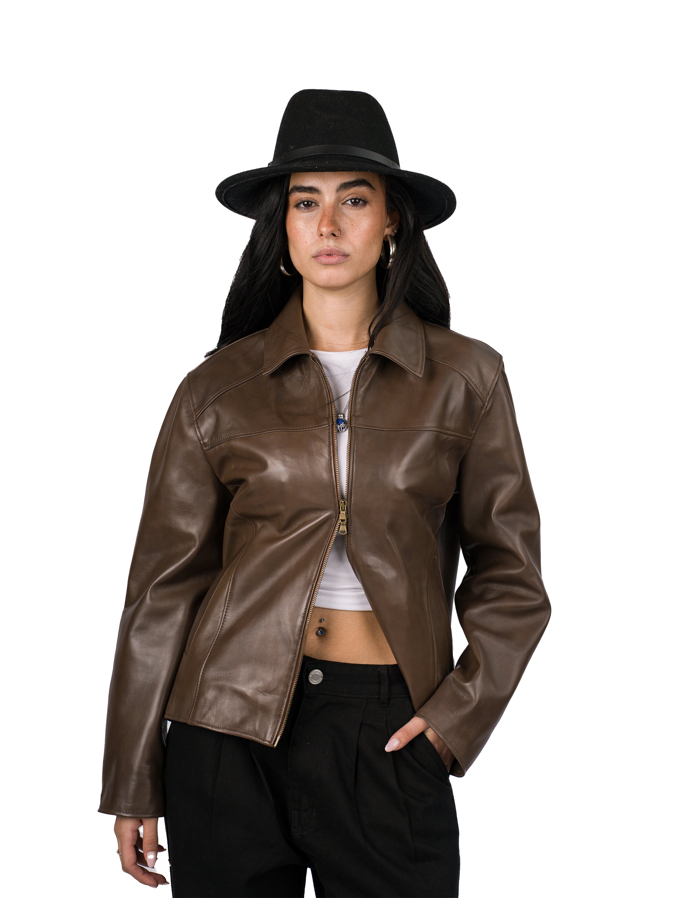 RODEO GENUINE LEATHER JACKET (UNISEX) - BROWN