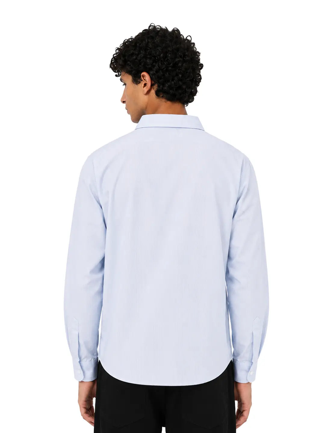 NO PLANS SHIRT - PINSTRIPE BLUE