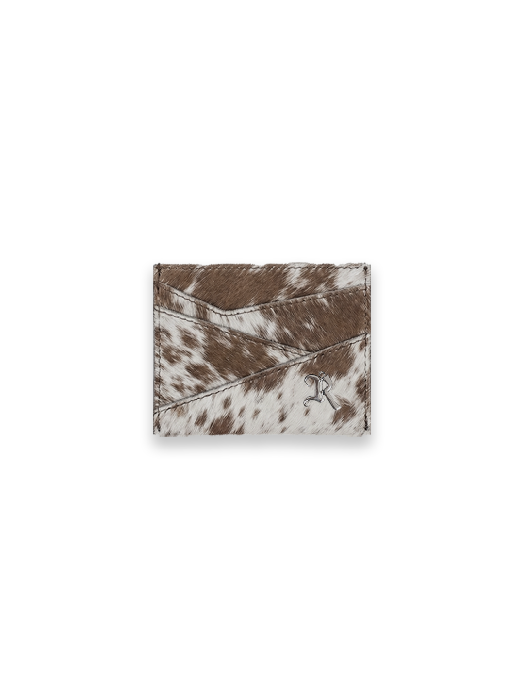 ABSTRACT CARDHOLDER -BROWN/WHITE HIDE