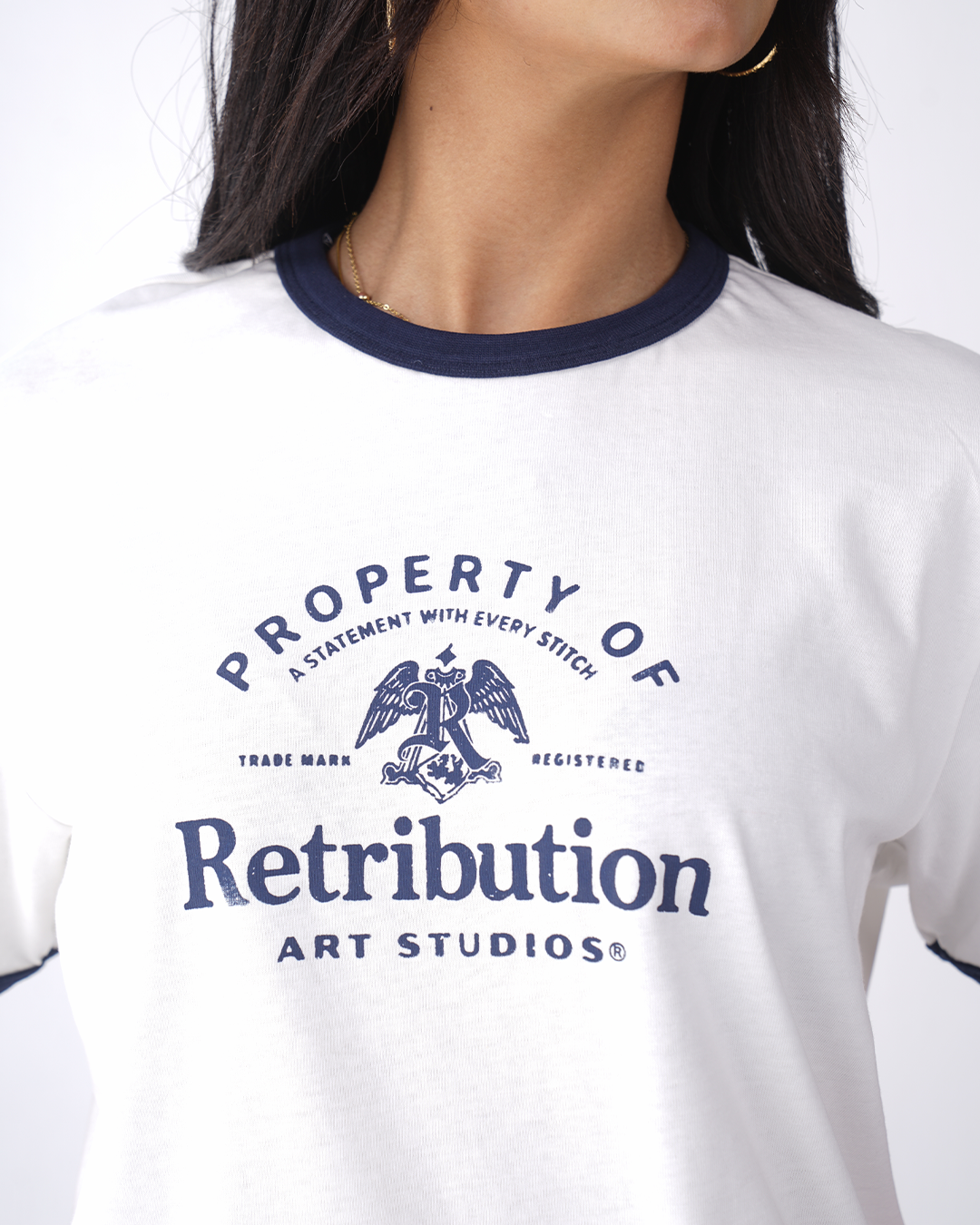 THE ARCHIVE RINGER T-SHIRT - WHITE/NAVY