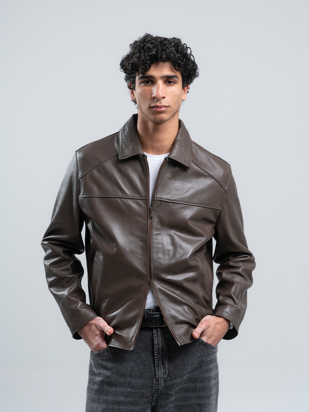 RODEO GENUINE LEATHER JACKET (UNISEX) - BROWN