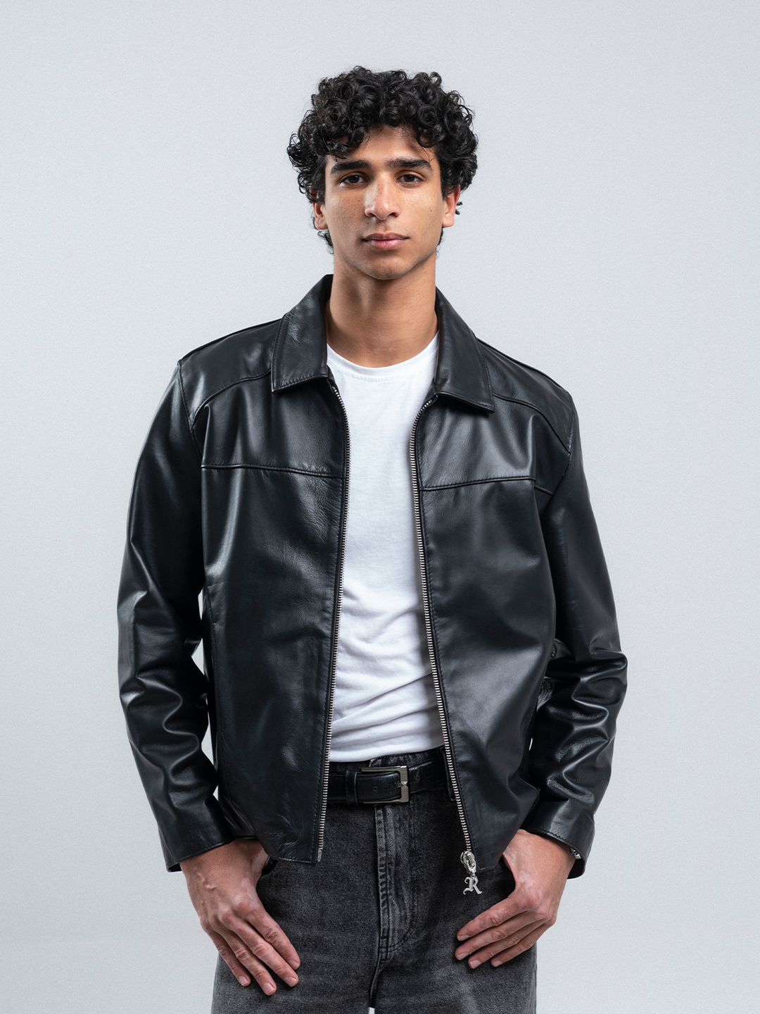 OUTLAW GENUINE LEATHER JACKET (UNISEX) - AGED BLACK