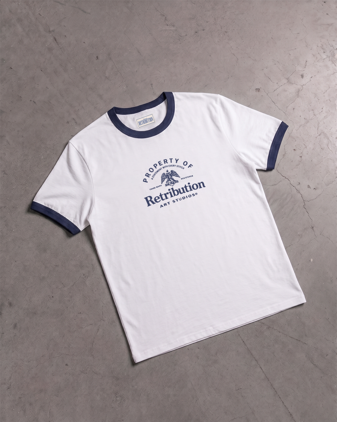 THE ARCHIVE RINGER T-SHIRT - WHITE/NAVY