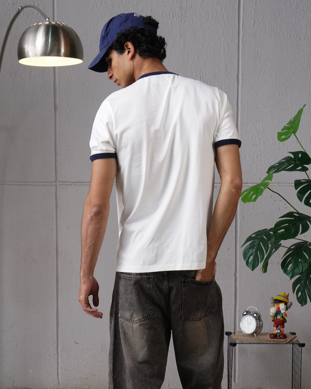 THE ARCHIVE RINGER T-SHIRT - WHITE/NAVY
