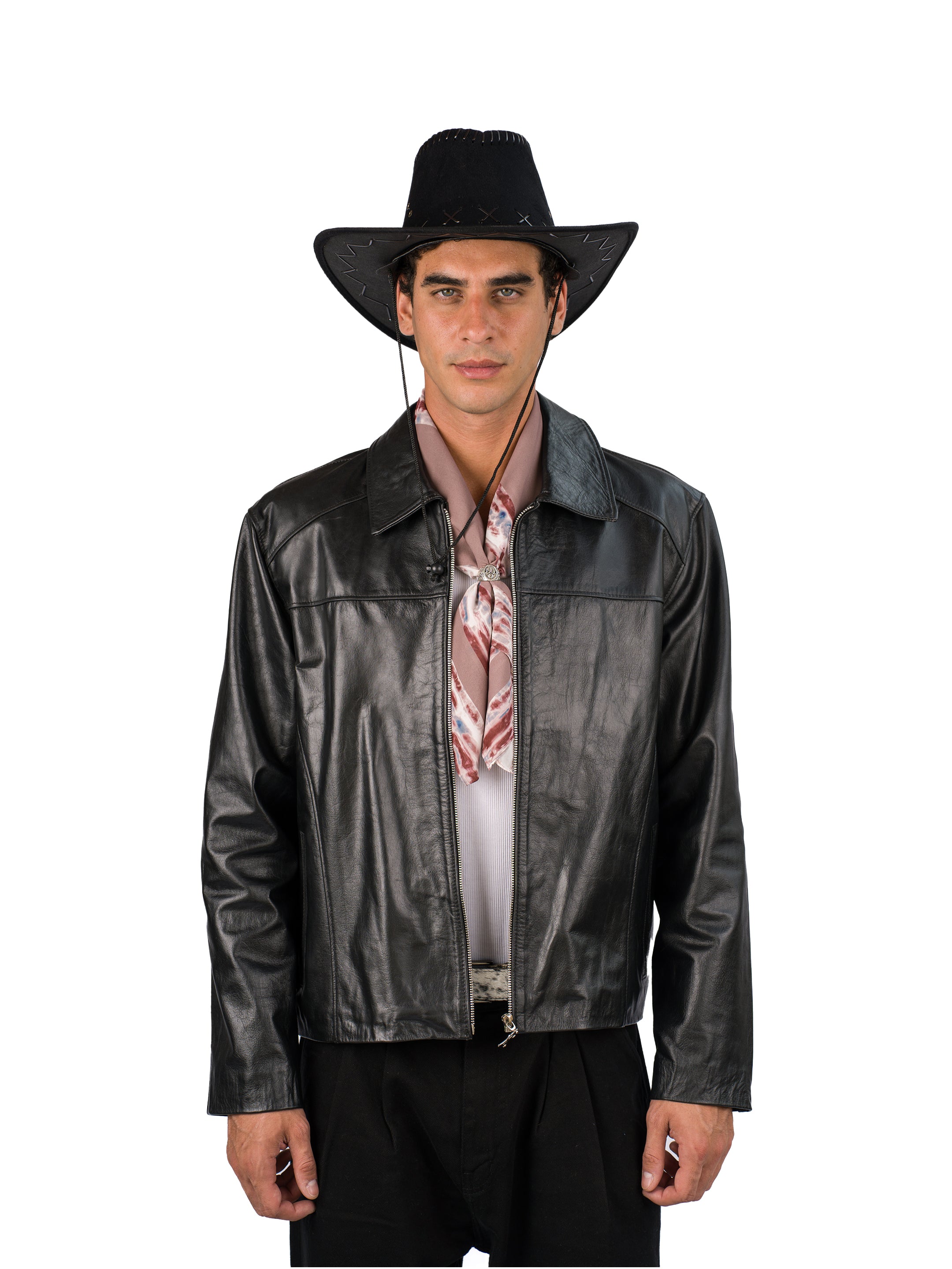 OUTLAW GENUINE LEATHER JACKET (UNISEX) - AGED BLACK