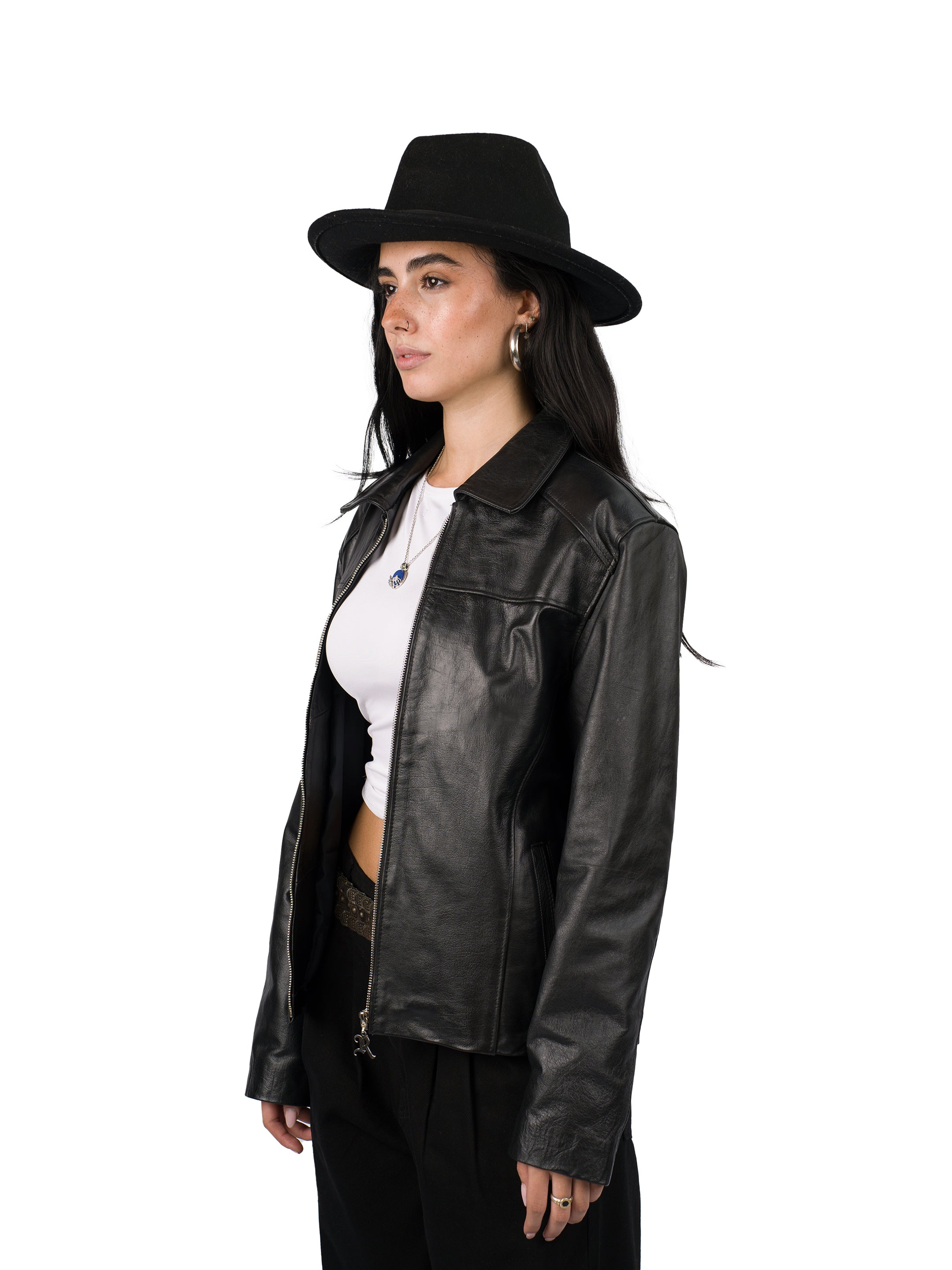 OUTLAW GENUINE LEATHER JACKET (UNISEX) - AGED BLACK