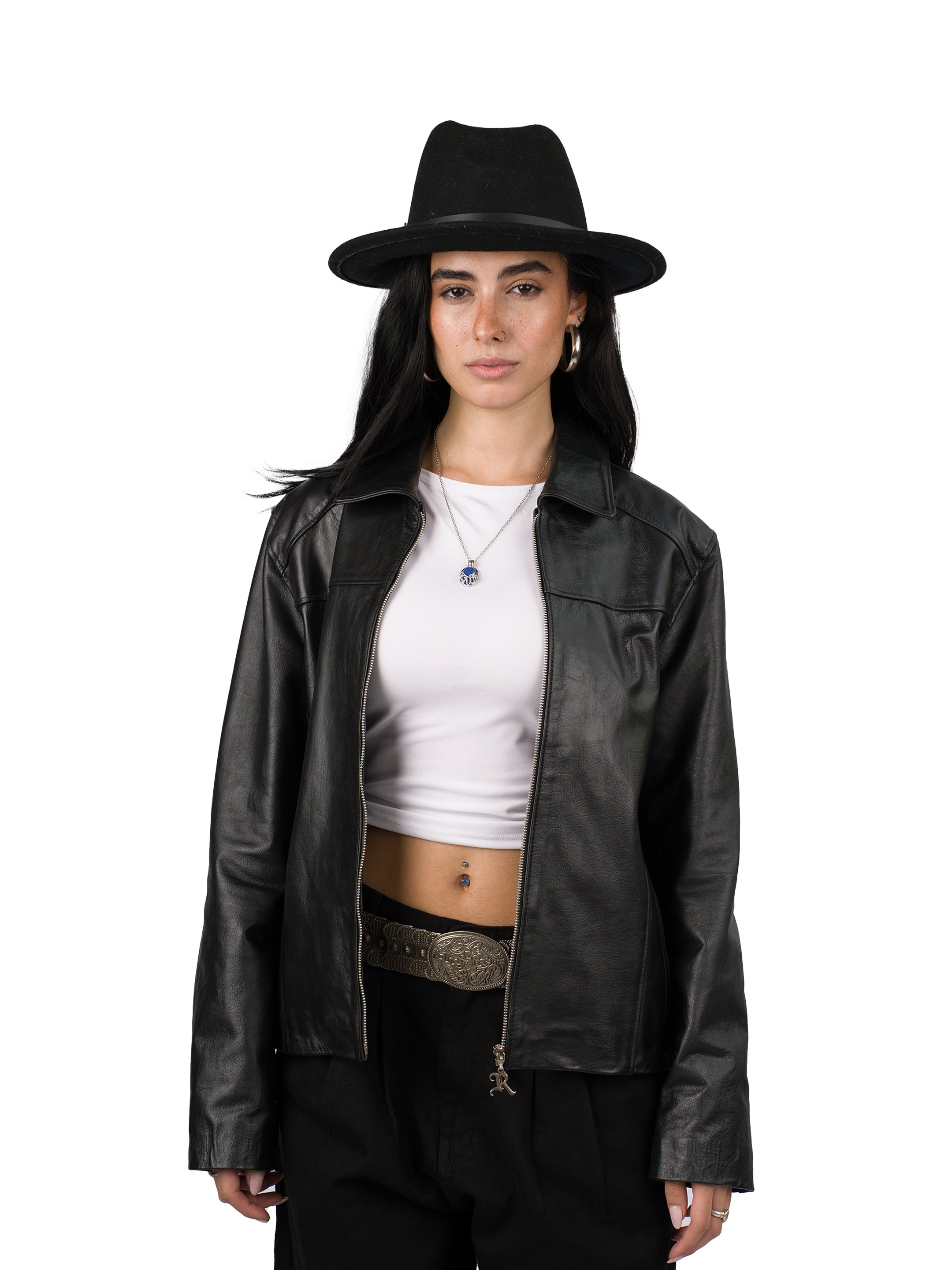 OUTLAW GENUINE LEATHER JACKET (UNISEX) - AGED BLACK