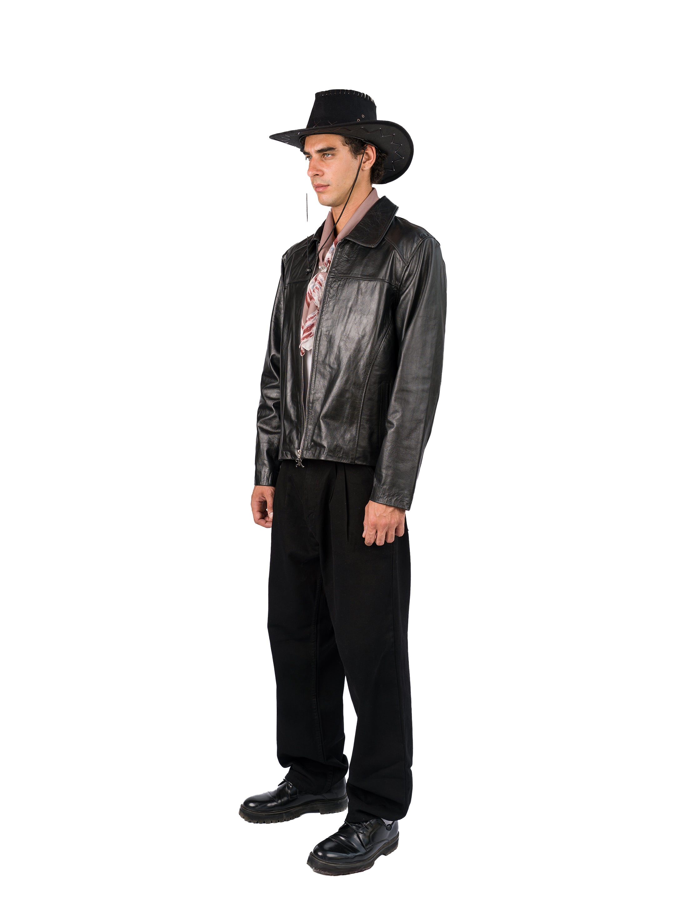 OUTLAW GENUINE LEATHER JACKET (UNISEX) - AGED BLACK