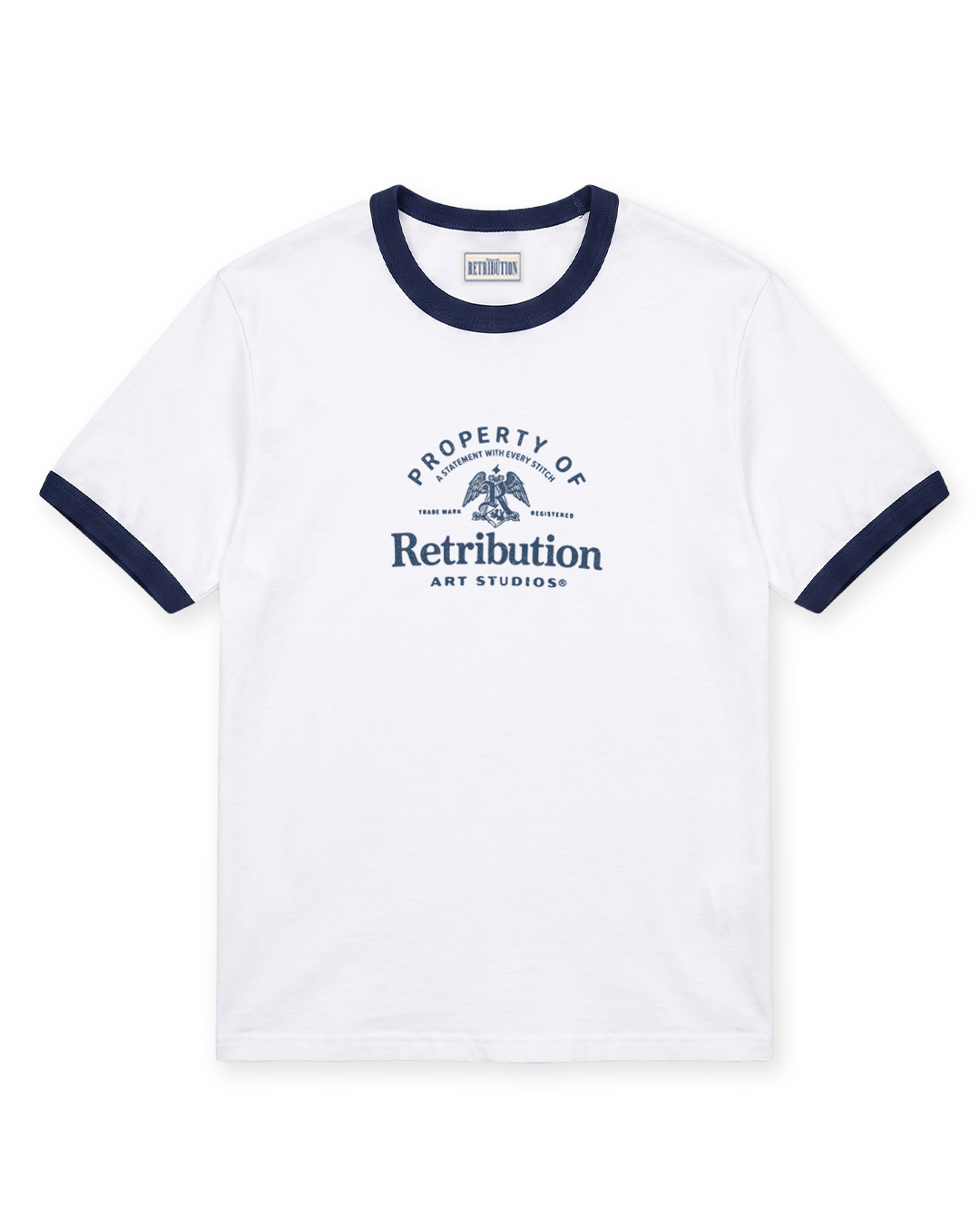 THE ARCHIVE RINGER T-SHIRT - WHITE/NAVY