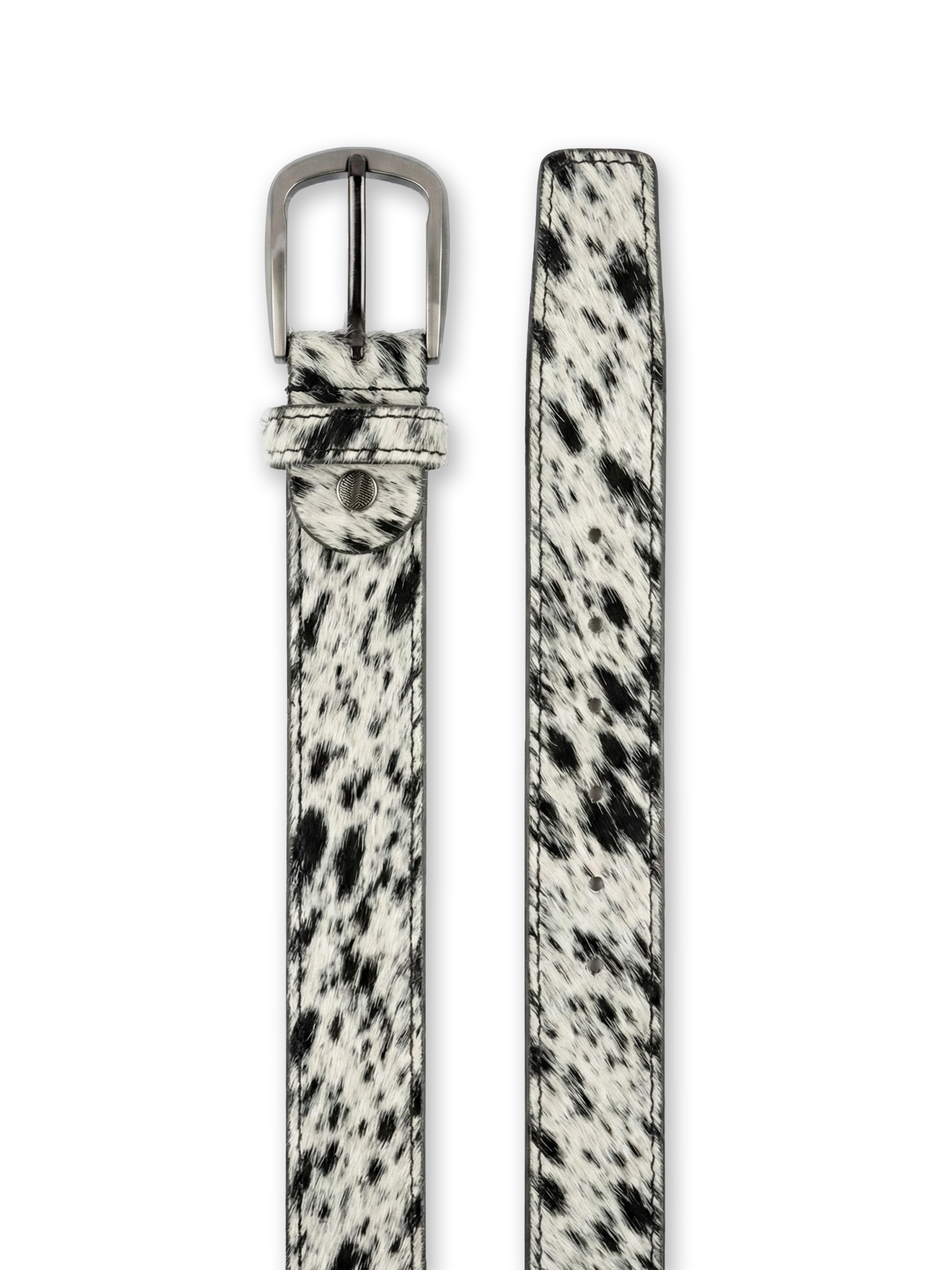 WRANGLER BELT - BLACK/WHITE COWHIDE